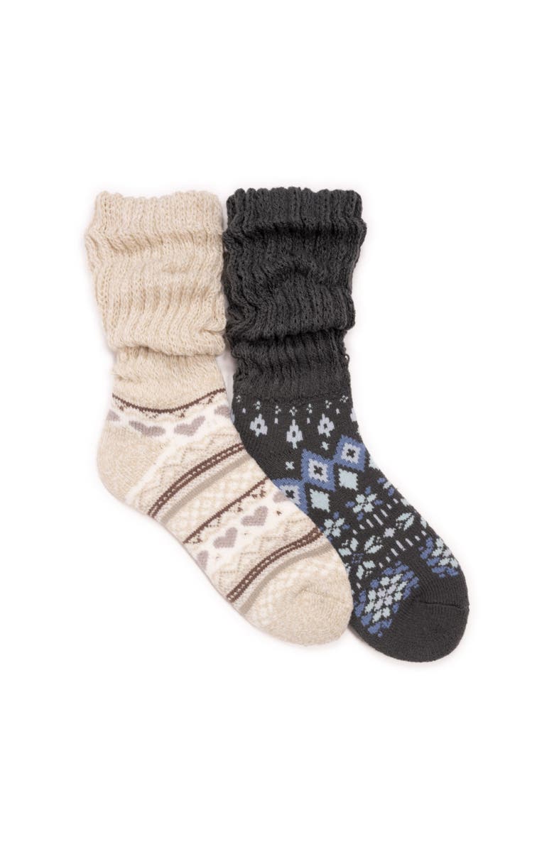 MUK LUKS Slouch Heat Retainer Socks 2 Pair Pack, Main, color, Cranberry