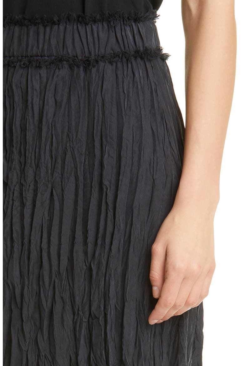 Totême Crinkled Silk Skirt, Alternate, color, BLACK