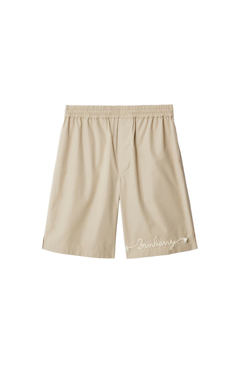 Burberry Knot Logo Cotton Shorts, Alternate, color, Fossil