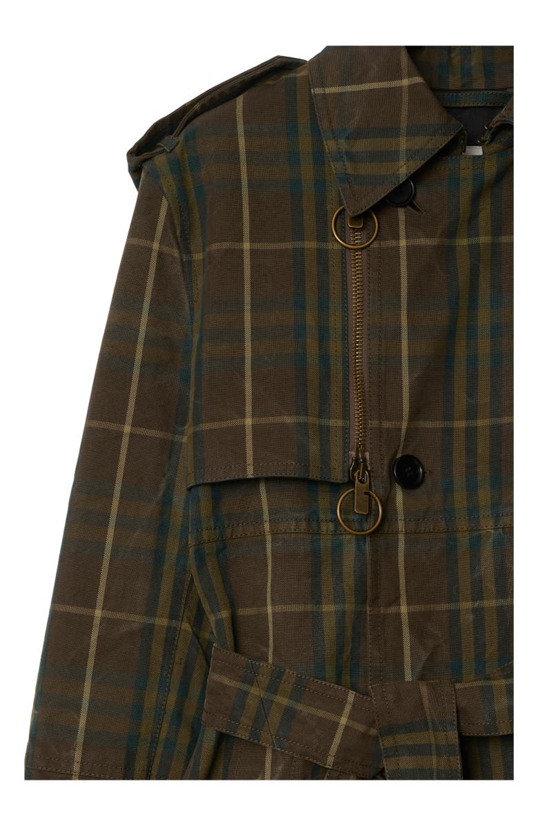 Burberry Long Check Cotton Trench Coat, Alternate, color, 