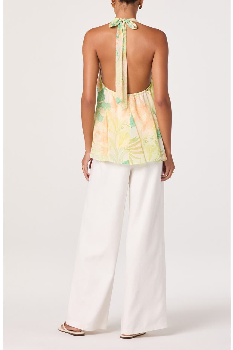 Belen Floral Print Halter Top, Alternate, color, GREEN PEACH TROPICAL