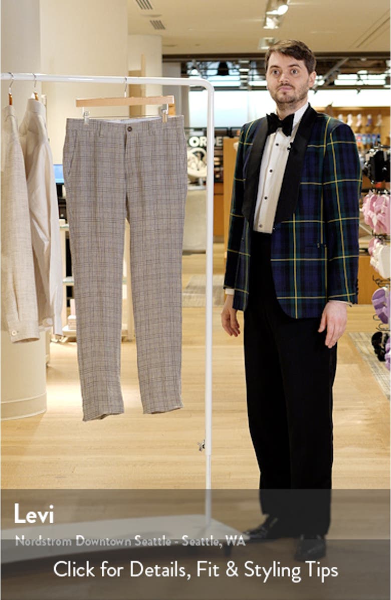 Flat Front Check Linen Dress Pants, sales video thumbnail