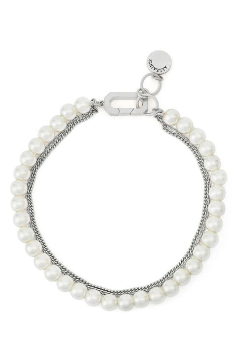 Multilayer Faux Pearl & Chain Bracelet