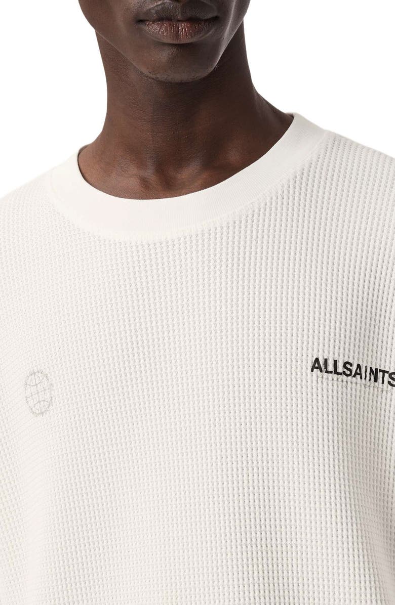 AllSaints Emblem Logo Waffle Stitch Graphic Sweatshirt, Alternate, color, Cottage White