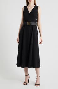 Anne Klein Side Button Cool Crepe Midi Dress