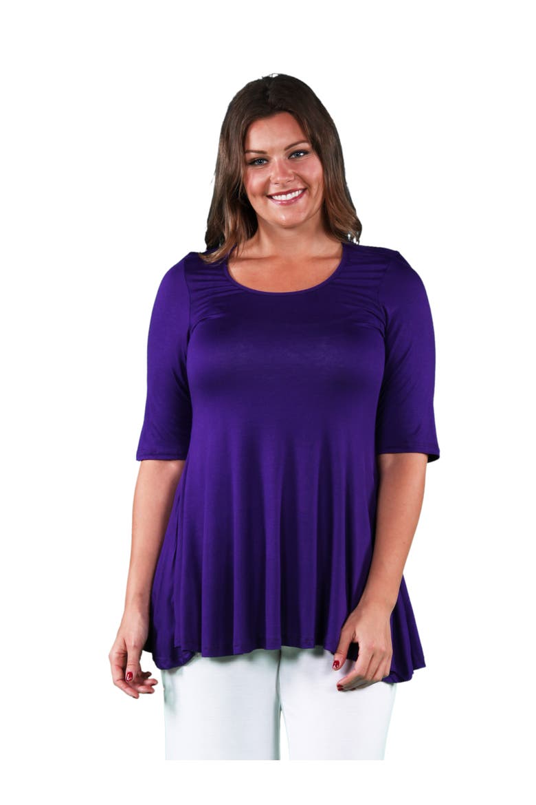 Plus Size Elbow Swing  Tunic Top, Main, color, Purple