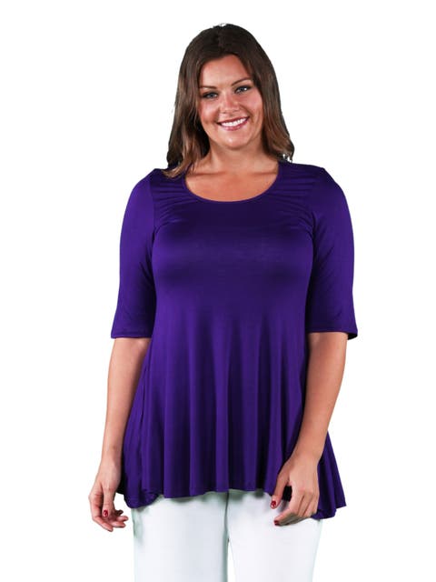 Plus Size Elbow Swing  Tunic Top