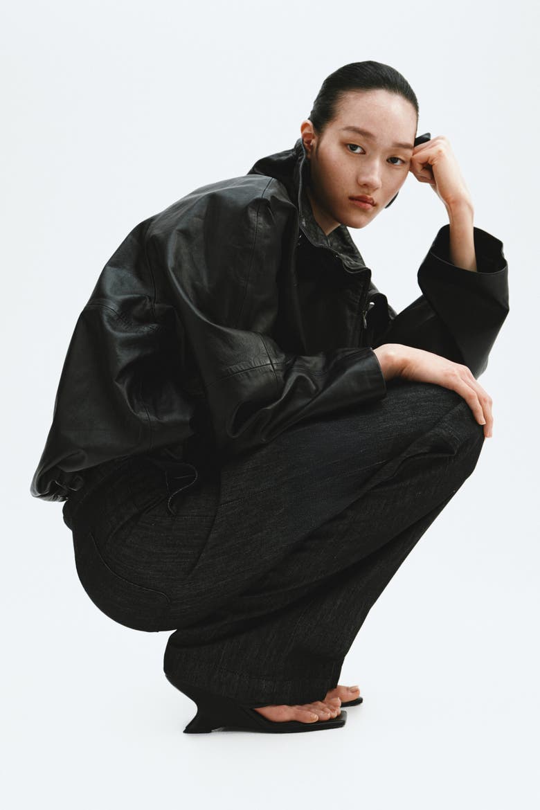 Denim Drawstring Pants, Alternate, color, Washed black