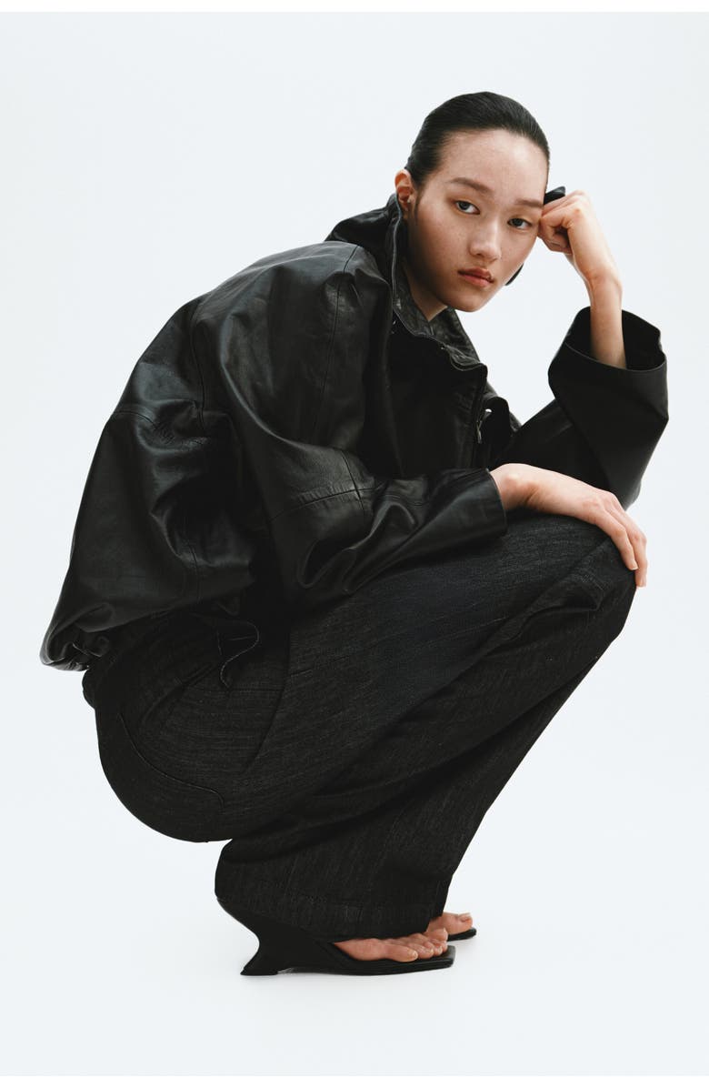 H&M Denim Drawstring Trousers, Alternate, color, Washed Black