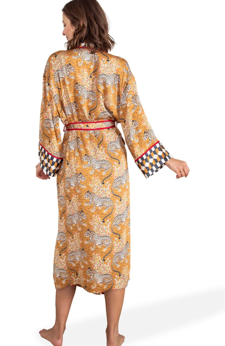 Printfresh Eco Satin Robe, Alternate, color, Tobacco