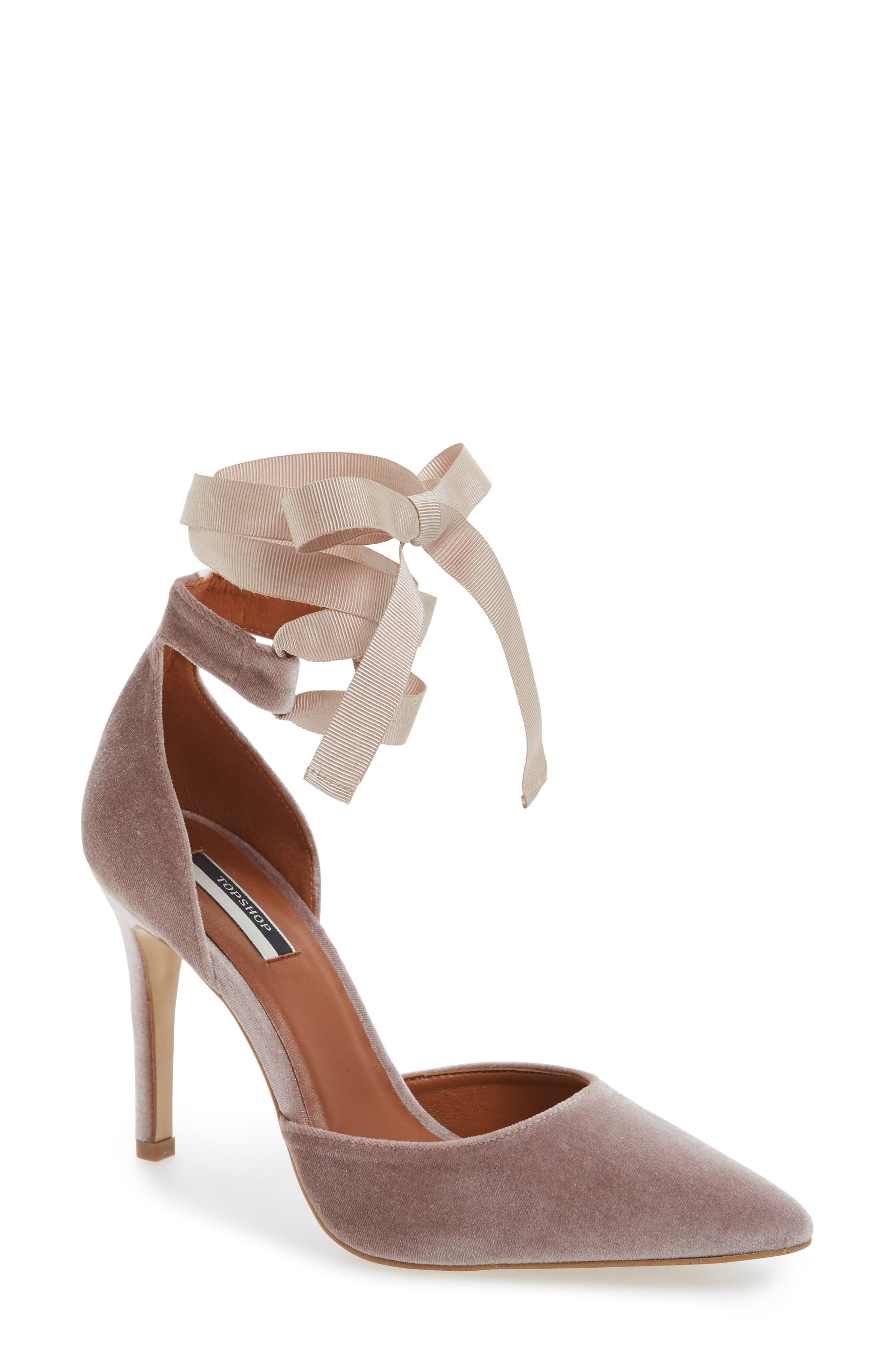 Graceful Ankle Tie d'Orsay Pump, Main, color, NUDE