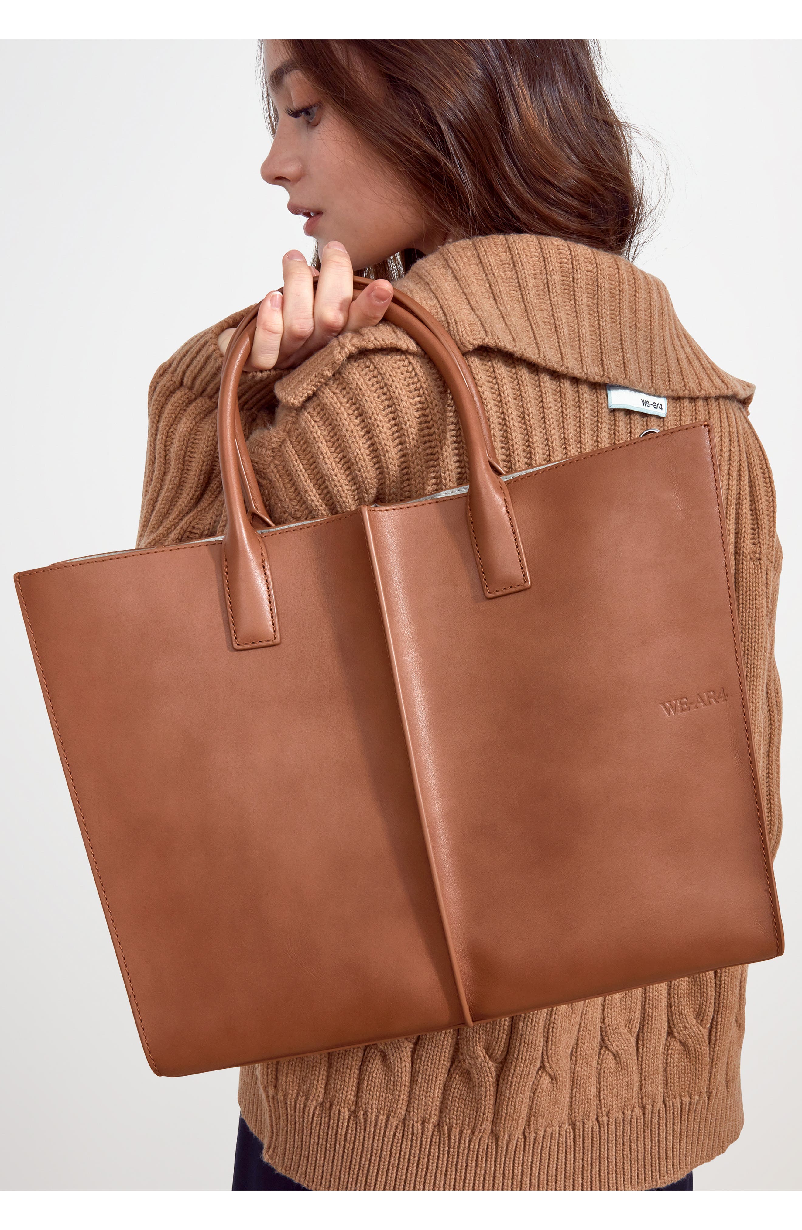 WE-AR4 The Industry Leather Tote, Alternate, color, Acorn
