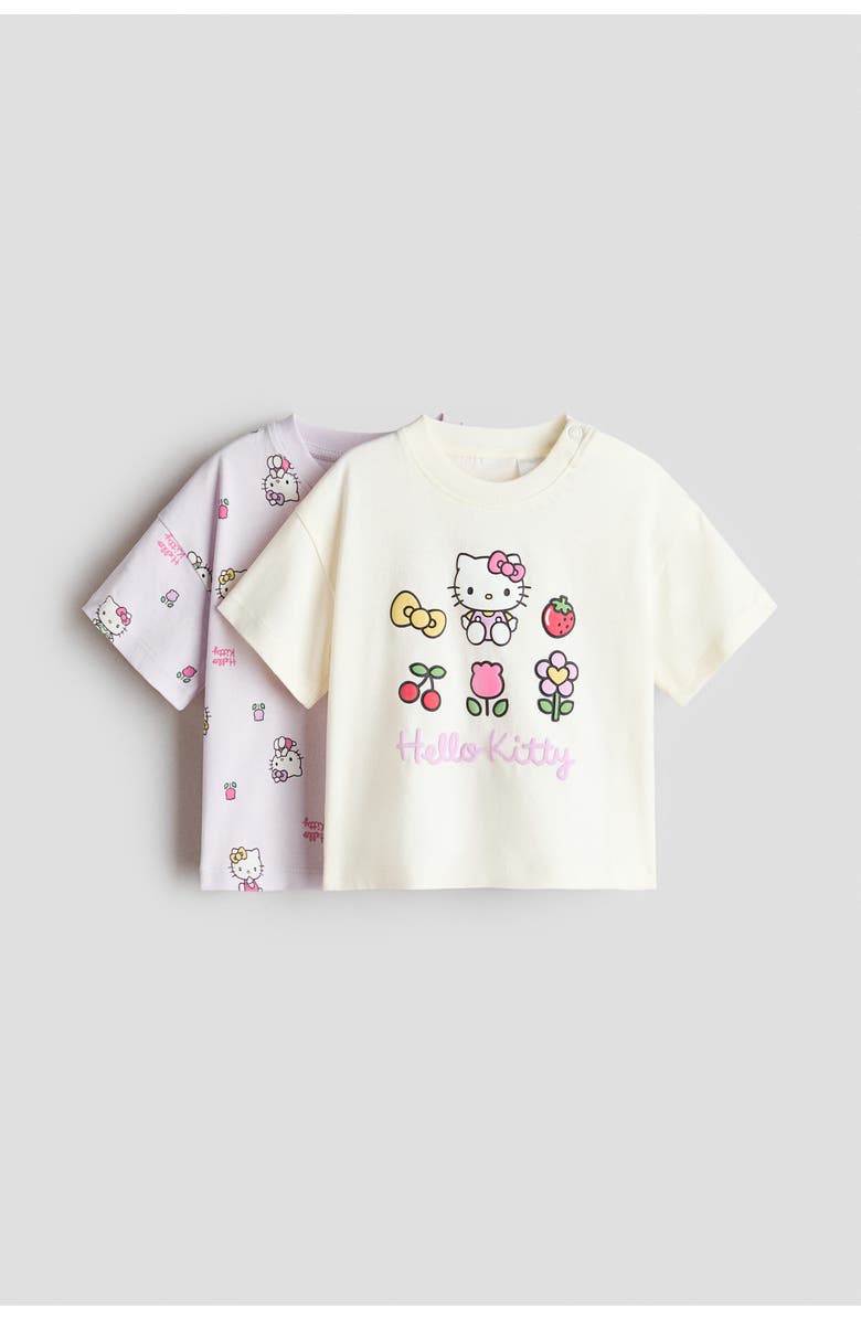 H&M 2-pack printed cotton t-shirts, Main, color, Light Purple/Hello Kitty