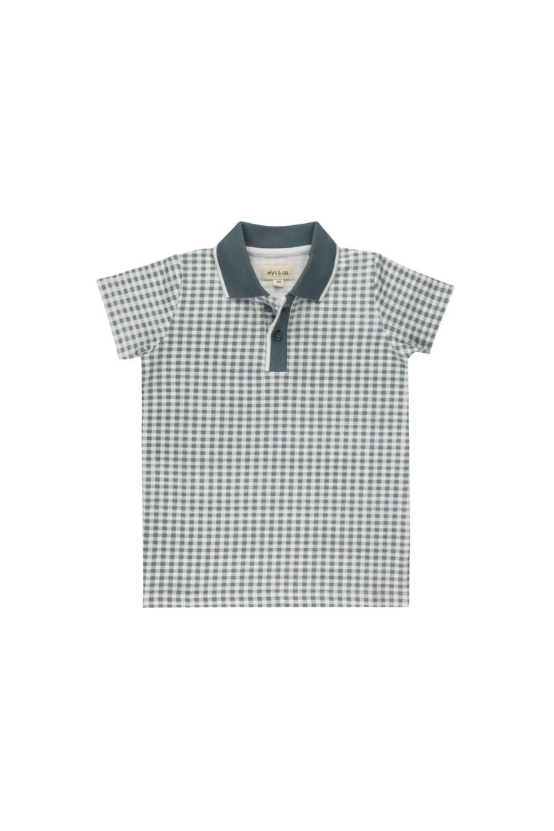 Gingham Owl Collection - Boys Polo, Main, color, Blue