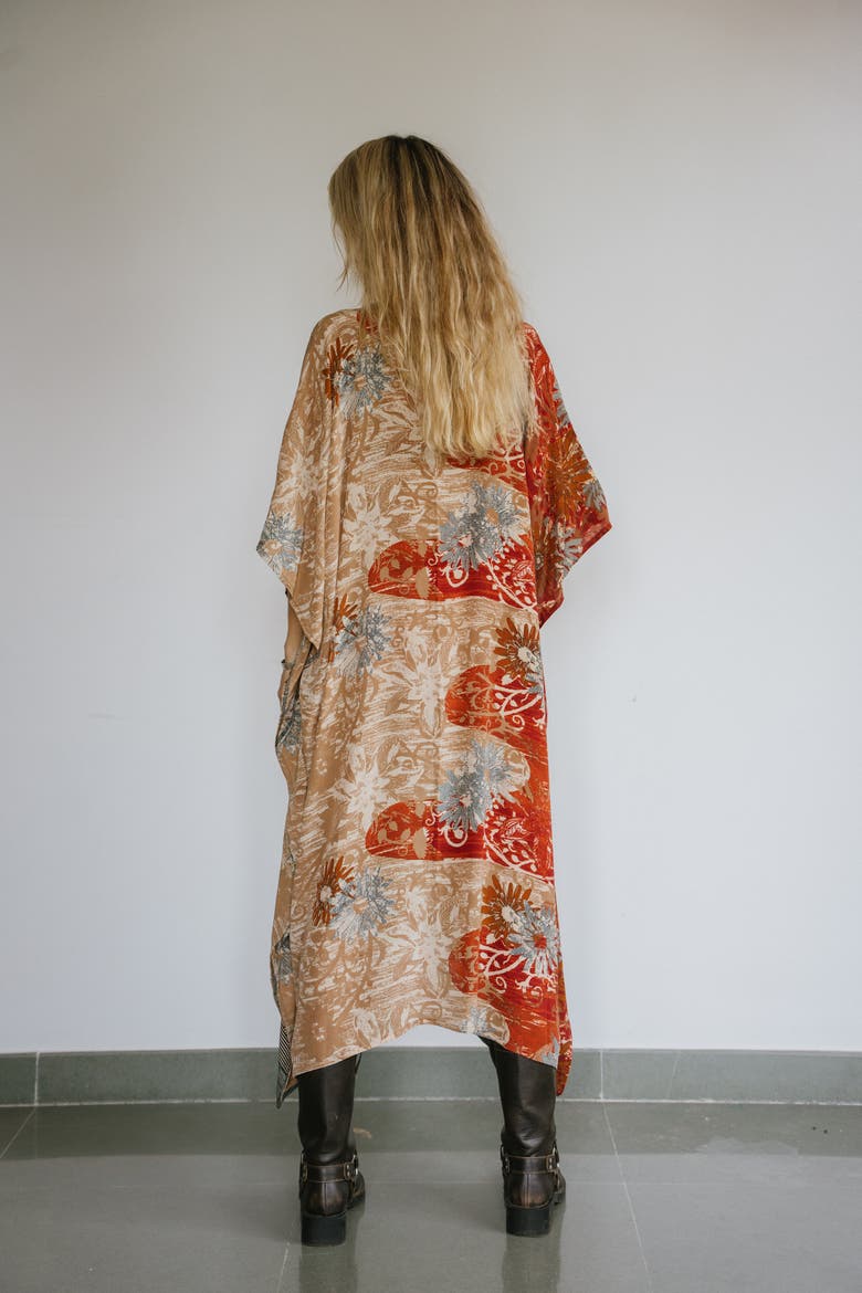 Long Caftan Neptune, Alternate, color, Tan & Brick