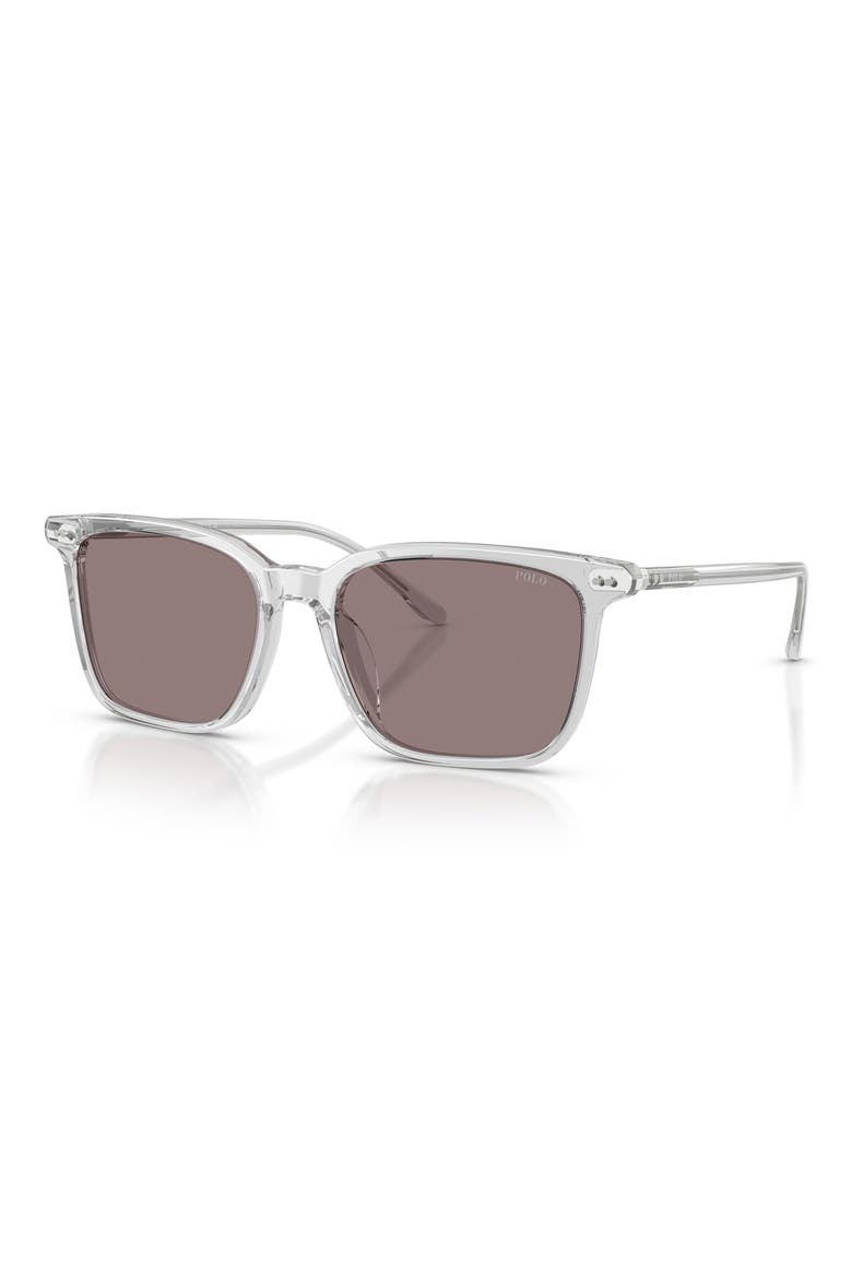 56mm Square Sunglasses, Alternate, color, TRANSPARENT GREY / PURPLE