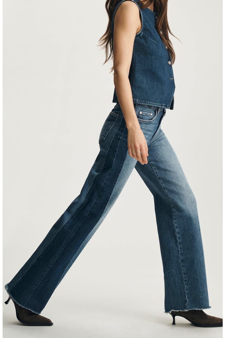 Malibu Colorblock Wide Leg Jeans, Alternate, color, MID DENIM