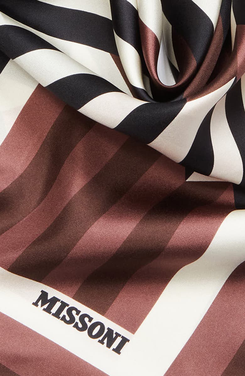 Missoni Zigzag Print Silk Square Scarf, Alternate, color, 0002 Brown Multi