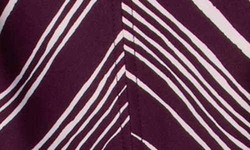 Calvin Klein Stripe Belted V-neck Midi Dress In Burgundy