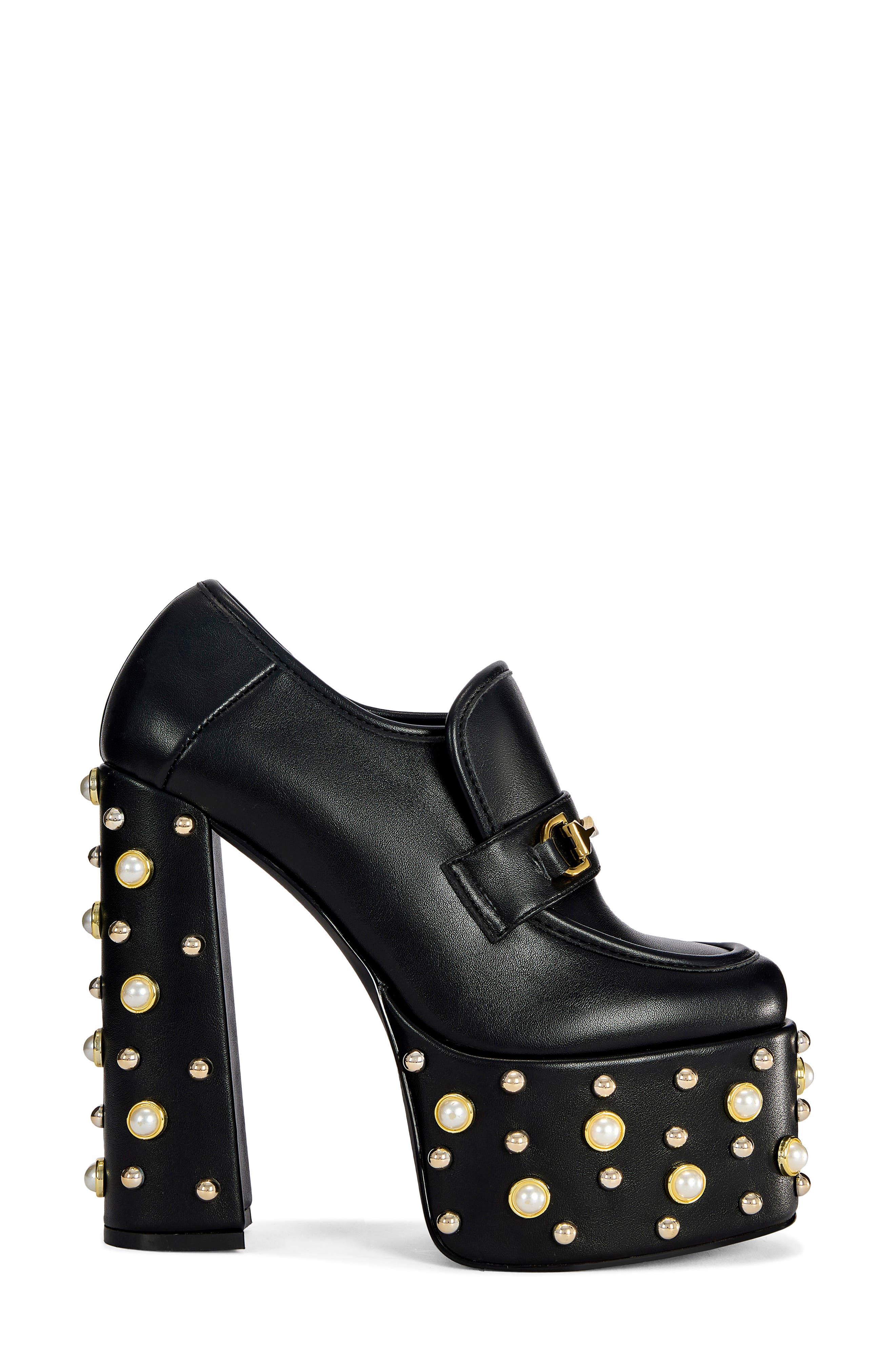 Justified Faux Leather Platform Pump, Alternate, color, BLACK