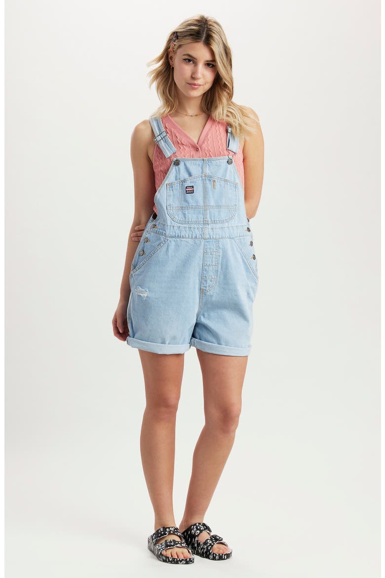 Mario Denim Shortalls, Alternate, color, BIG SUR BL