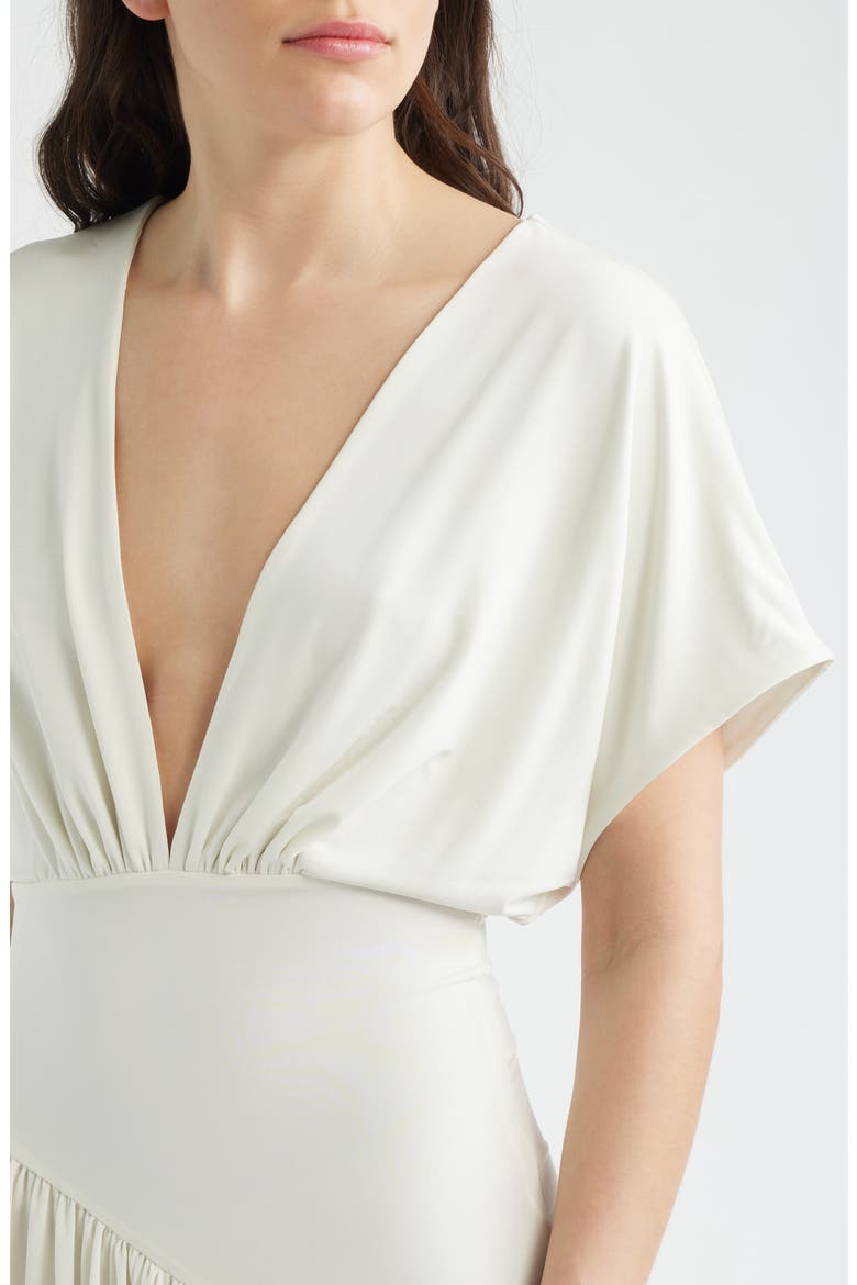 Plunge Neck Side Slit Gown, Alternate, color, WHITE