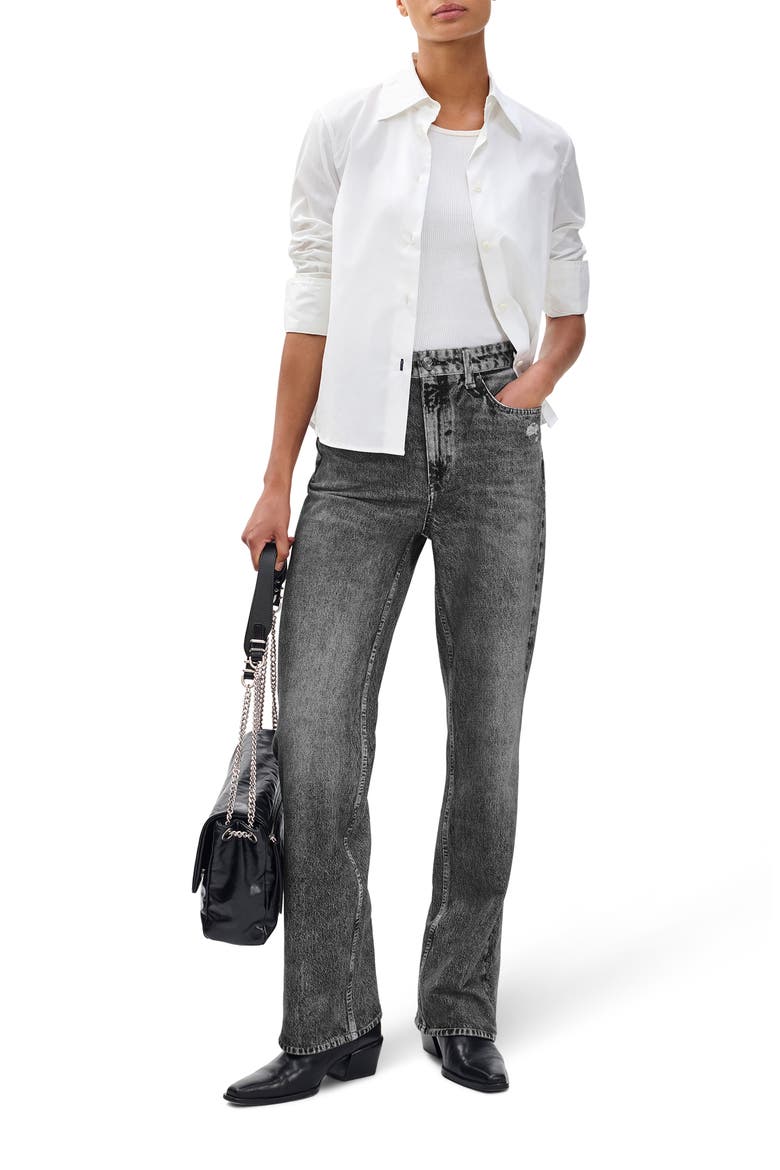 rb Miramar Terry Shea High Waist Straight Leg Jeans, Alternate, color, RAVEN