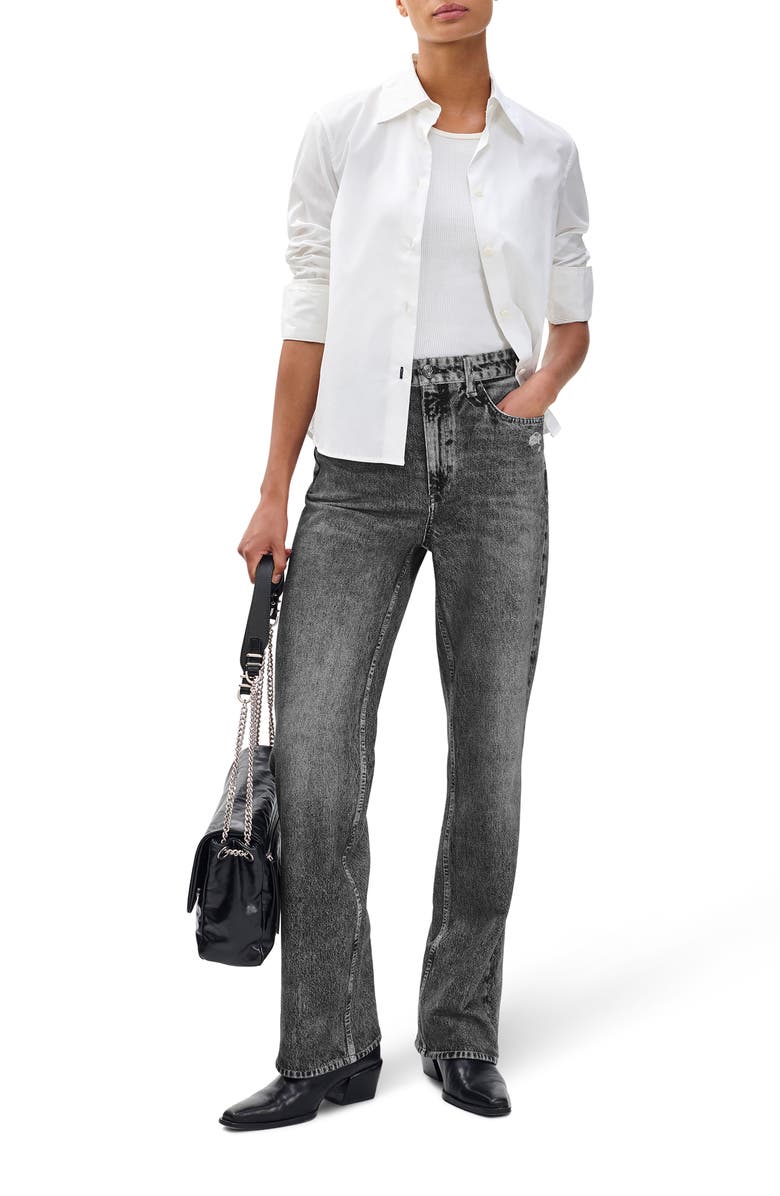 rag & bone/JEAN Miramar Terry Shea High Waist Straight Leg Jeans, Alternate, color, Raven