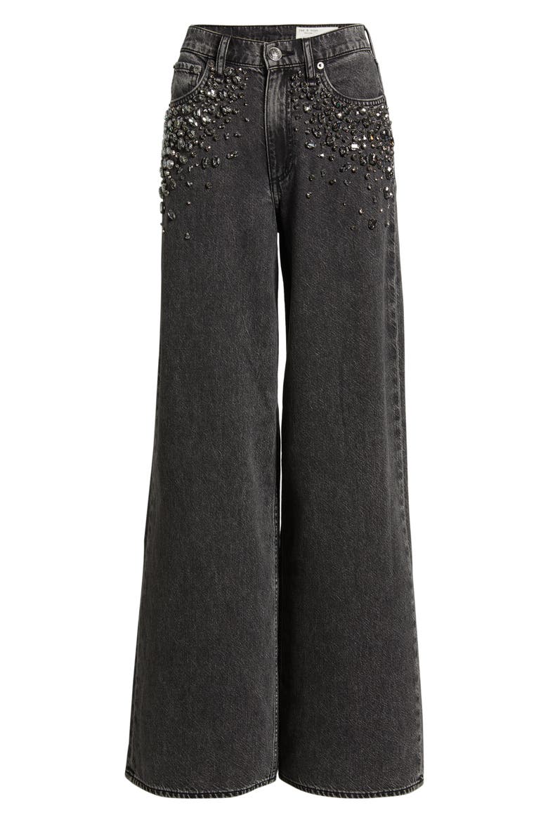 Featherweight Sofie Embellished High Waist Wide Leg Jeans, Alternate, color, JEWEL