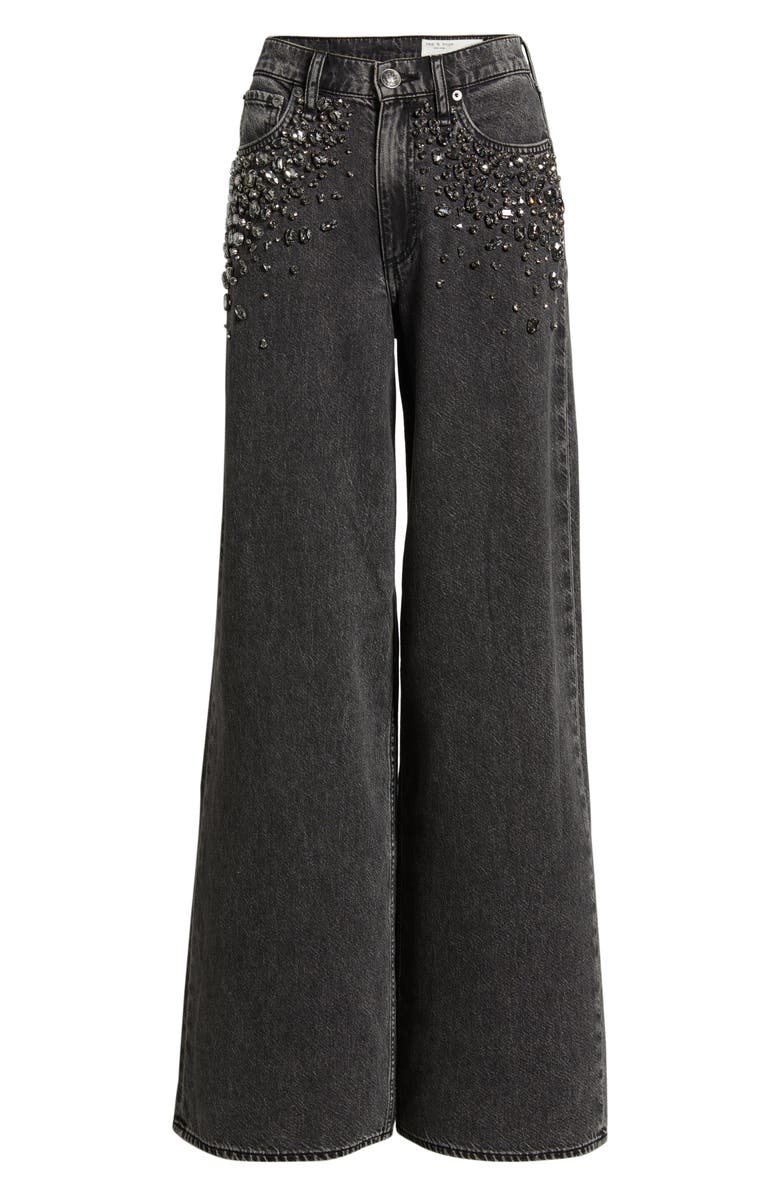 rag & bone Featherweight Sofie Embellished High Waist Wide Leg Jeans, Alternate, color, Jewel