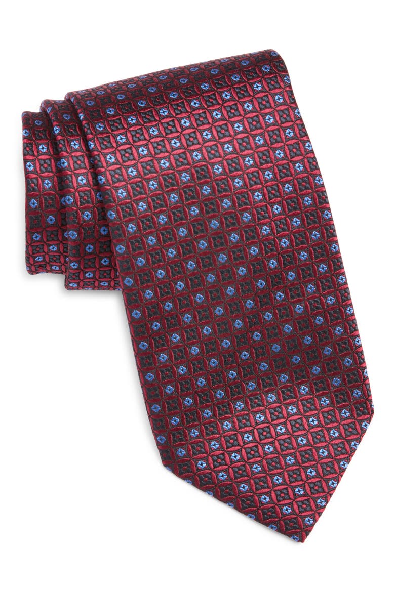 Medallion Silk Tie, Main, color, RED