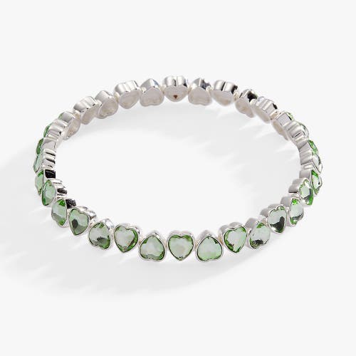 Alex And Ani Faceted Heart Stretch Bracelet In Green