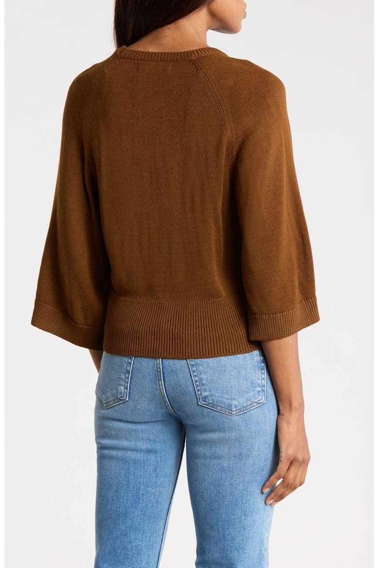 Wide Sleeve Crewneck Sweater, Alternate, color, LIGHT BROWN
