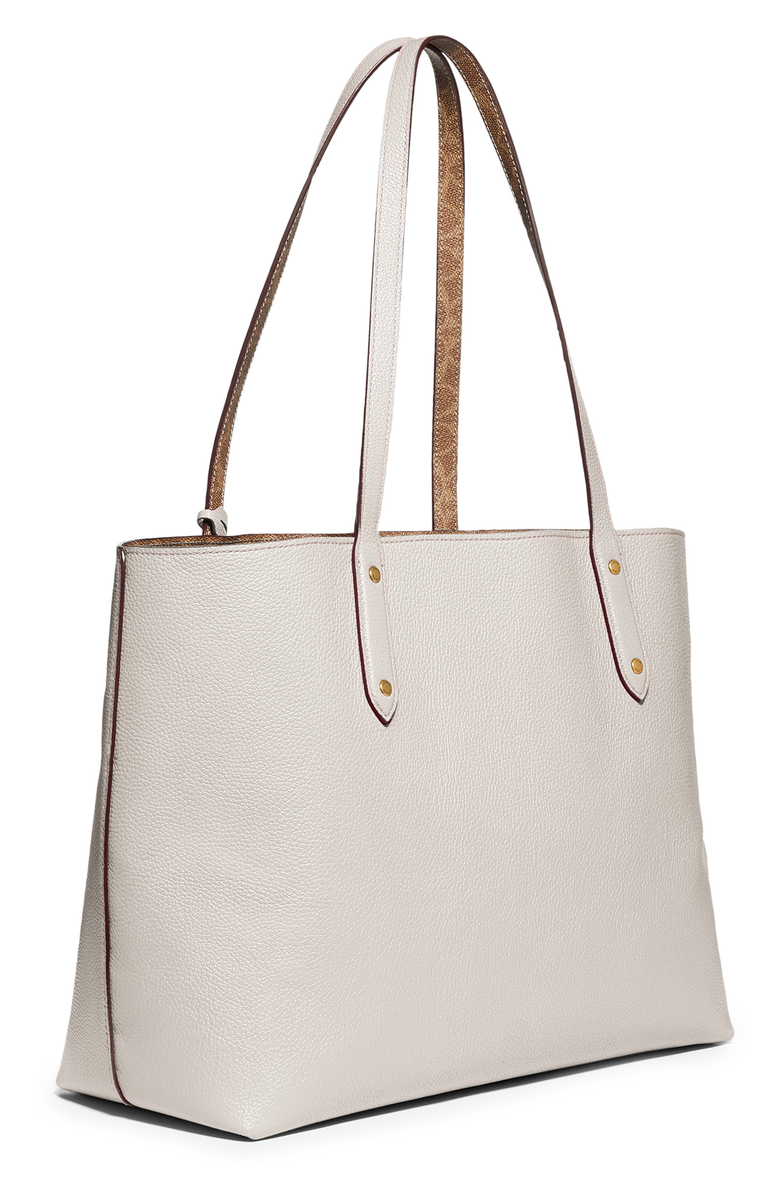 Central Leather & Signature Coated Canvas Tote (Nordstrom Exclusive), Alternate, color, GD/ TAN CHALK