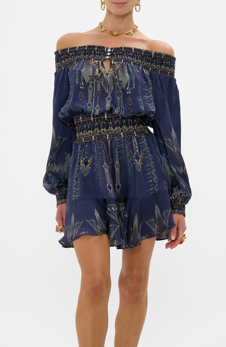 Camilla The Egypt Effect Off the Shoulder Long Sleeve Minidress, Alternate, color,