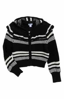 Kids' Ruffle Striped Hooded Cardigan