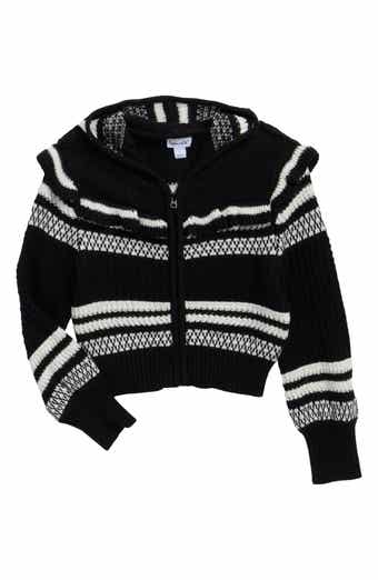 Kids' Ruffle Striped Hooded Cardigan