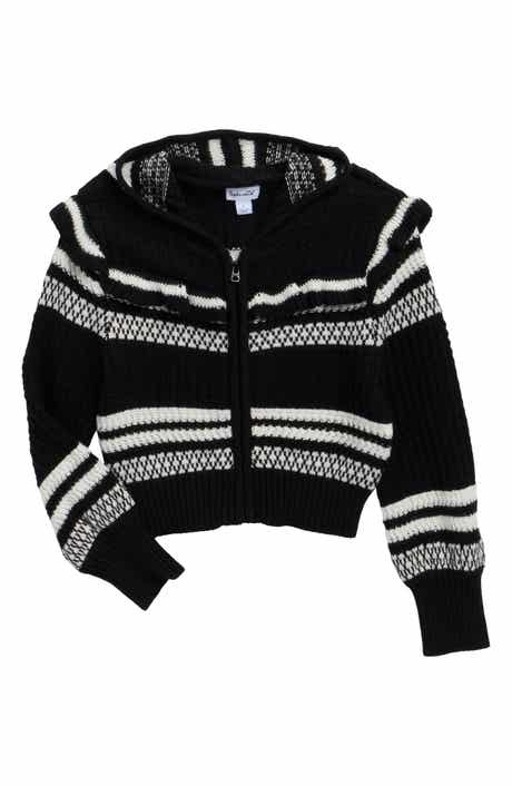 Kids' Ruffle Striped Hooded Cardigan