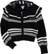 Splendid Kids' Ruffle Striped Hooded Cardigan