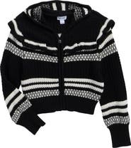 Splendid Kids' Ruffle Striped Hooded Cardigan
