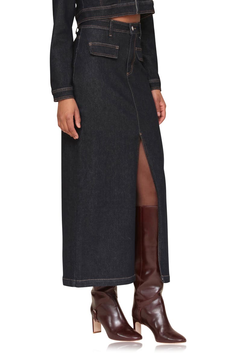 Slit Denim Maxi Skirt, Alternate, color, RINSE WASH