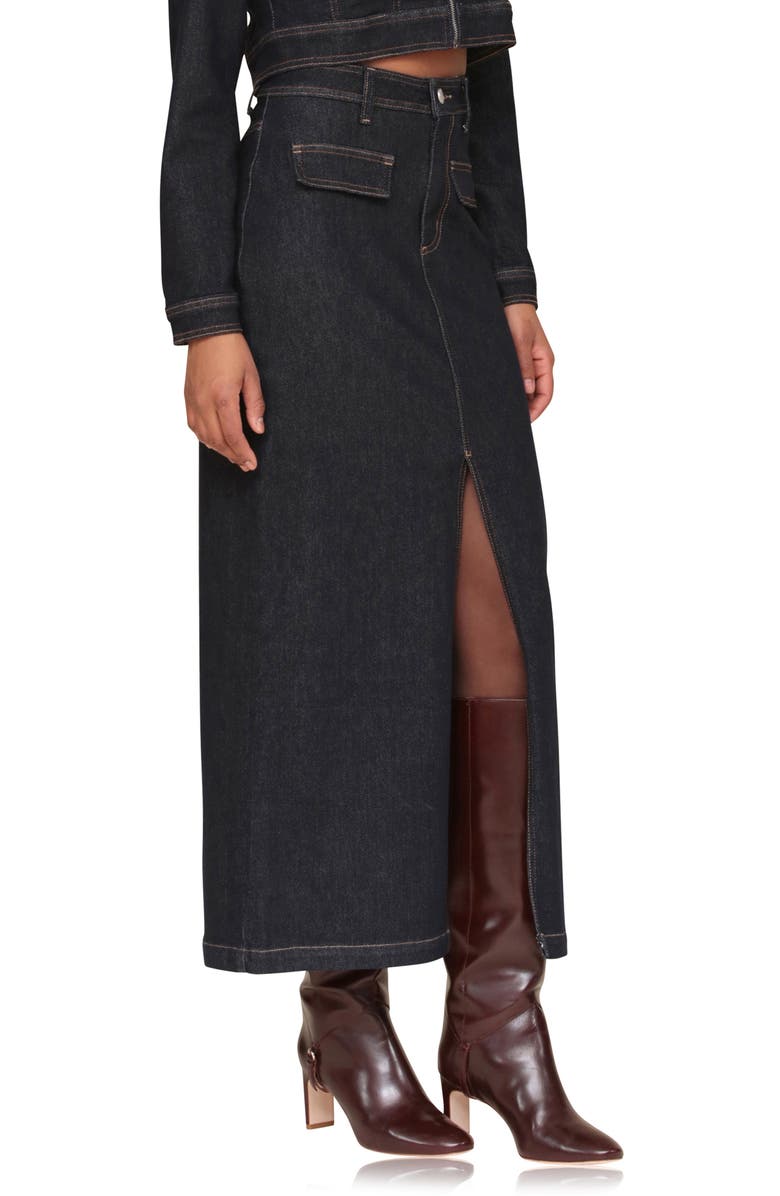 Avec Les Filles Slit Denim Maxi Skirt, Alternate, color, Rinse Wash