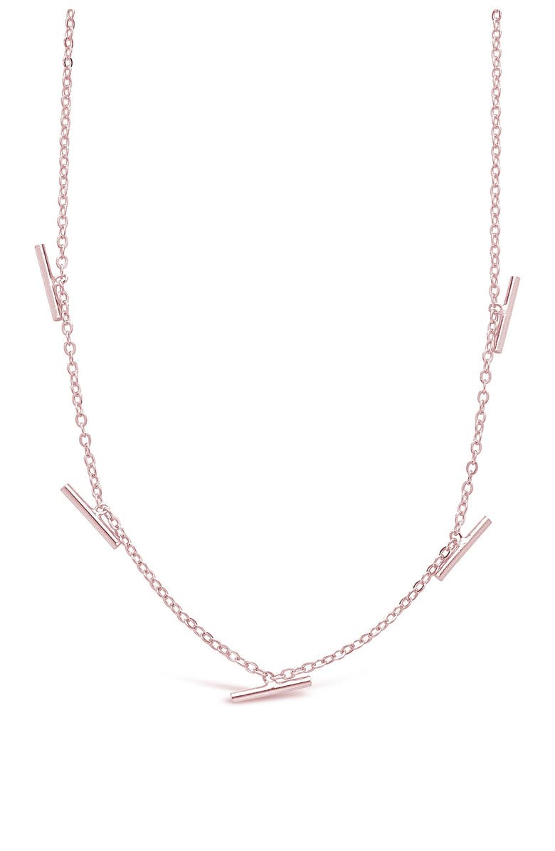 Sterling Forever 14K Rose Gold Plated Sterling Silver Bar Charm Necklace, Main, color, 