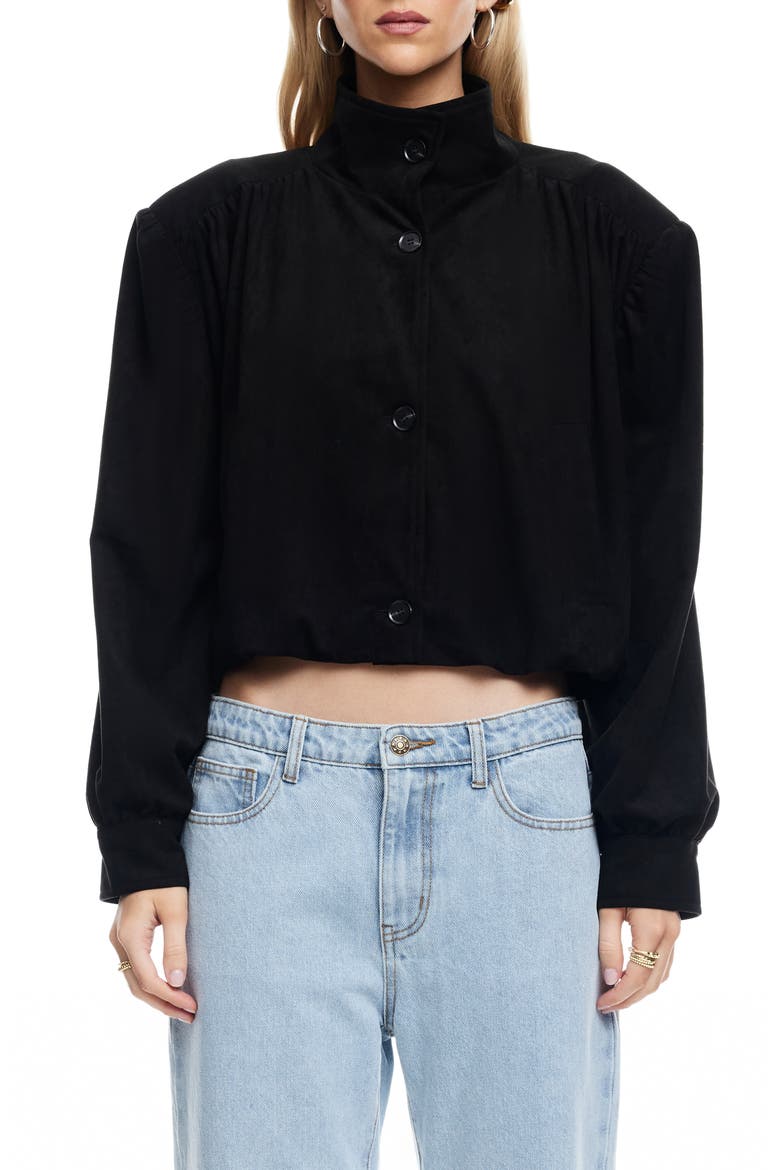 Luminous Faux Suede Jacket, Main, color, NOIR