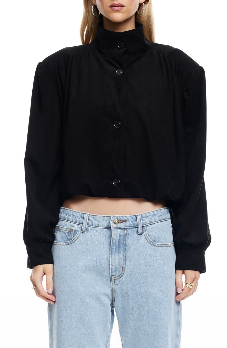 LIONESS Luminous Faux Suede Jacket, Main, color, Noir