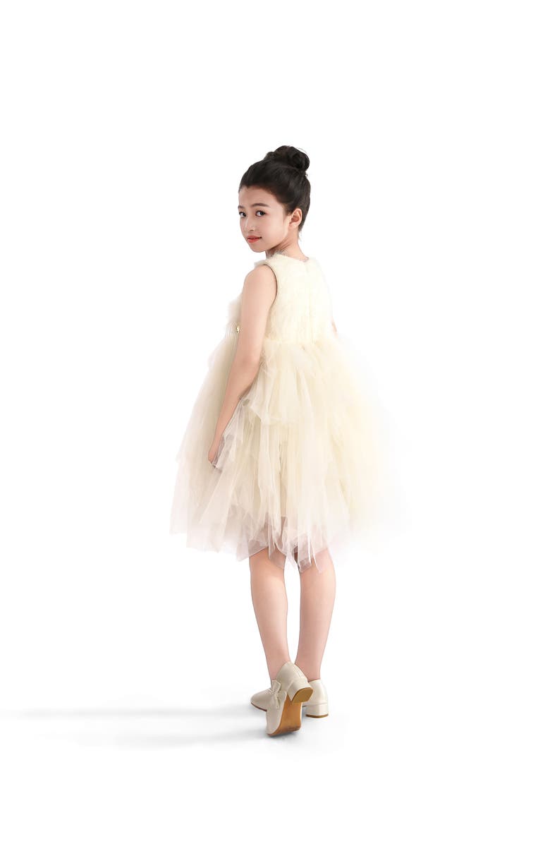 Tulleen Feathered Tulle Party Dress, Alternate, color, Cream