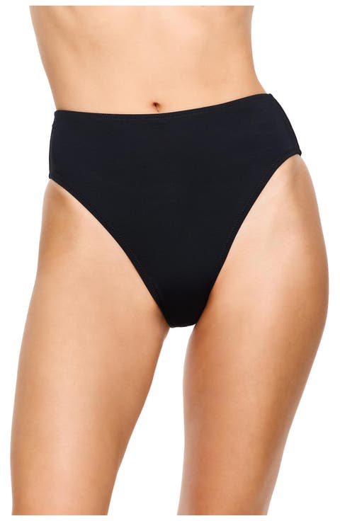 Solid Black High Waist Bikini Bottom Swimsuit