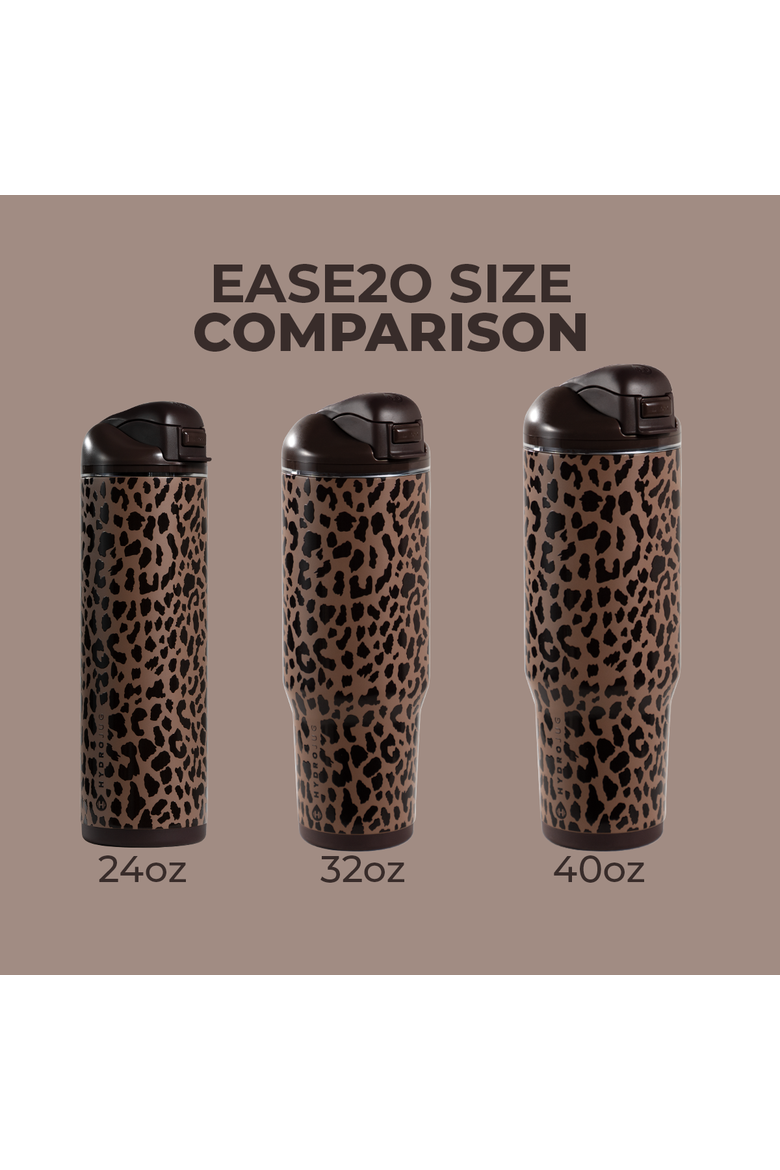 Ease2o 40oz Insulated Stainless Steel Water Bottle With Dual Sip & Chug Lid, Alternate, color, Brown Leopard