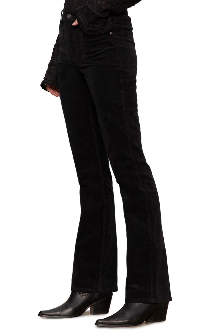 High Waist Bootcut Velveteen Pants, Alternate, color, BLACK