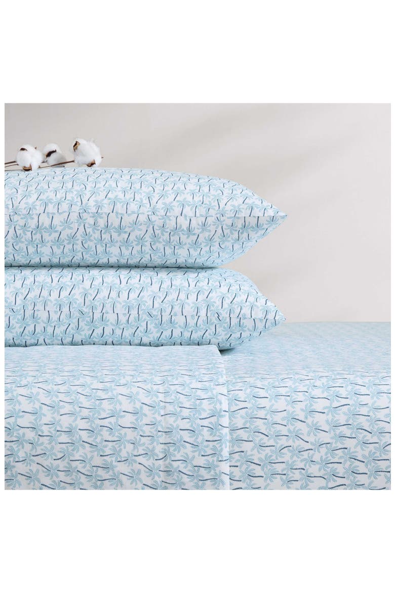 Palmtastic Percale Cotton Sheet Set, Alternate, color, BLUE
